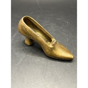Vintage Antique Brass High Heeled Shoe Victorian Style Pin Cushion
